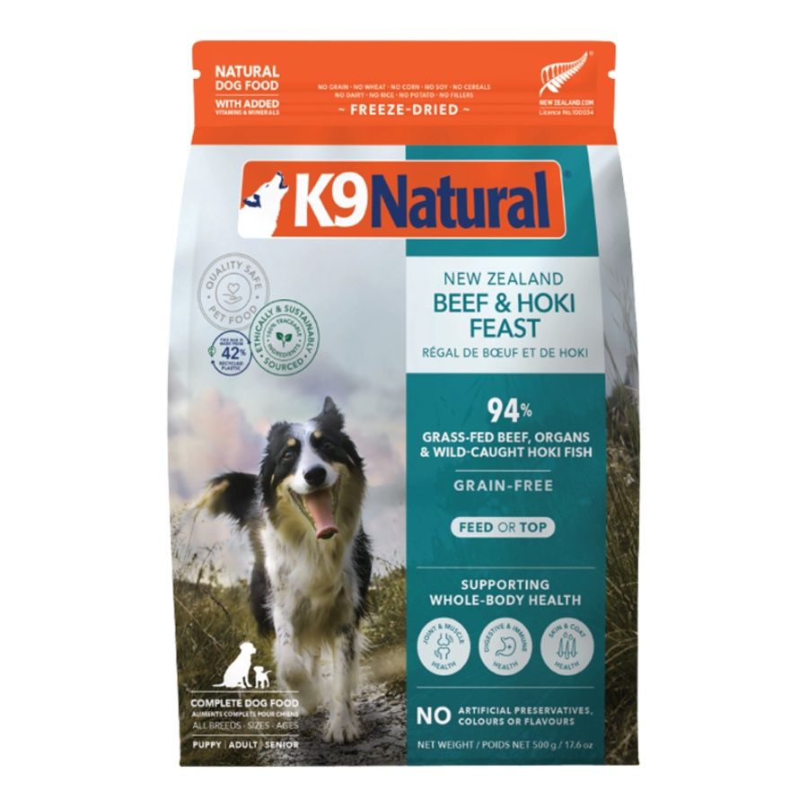 K9 Natural Freeze-Dried Beef &amp; Hoki Feast, Size: 17.6oz