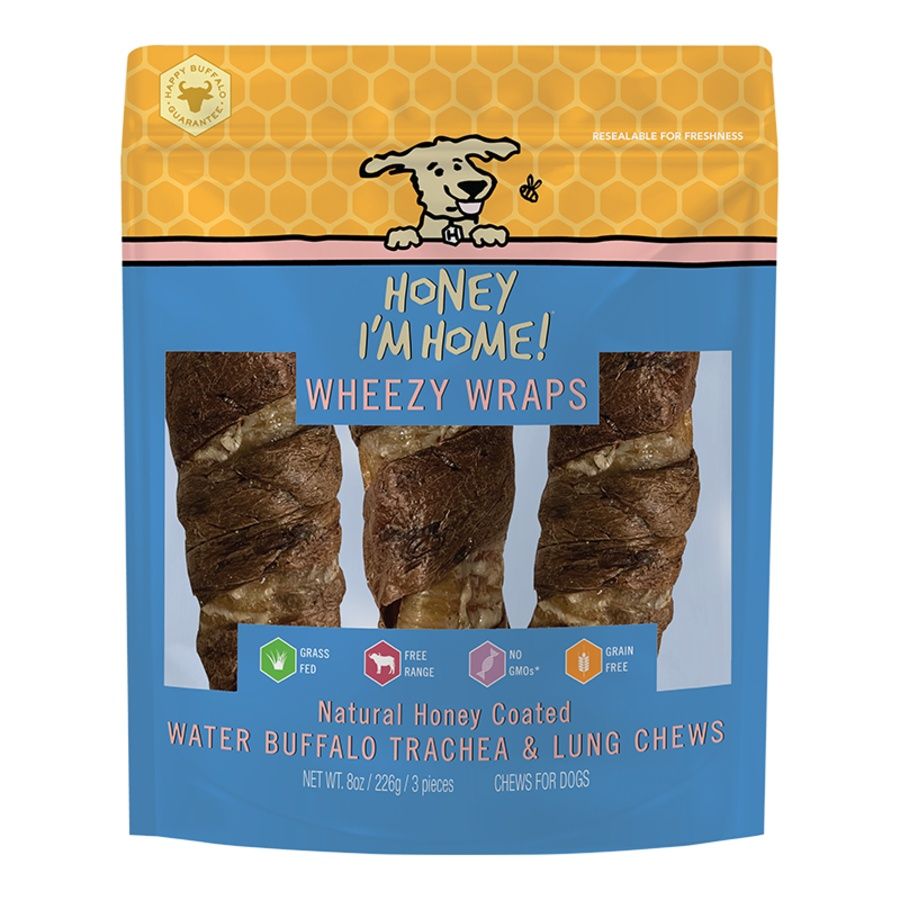Honey I'm Home Buffalo Trachea Wrapped in Lung 3 Pack, Size: 6''