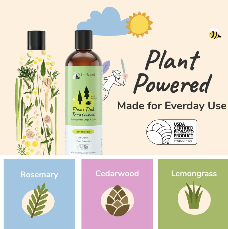 kin+kind Dog &amp; Cat Flea &amp; Tick Shampoo Lemongrass 12oz
