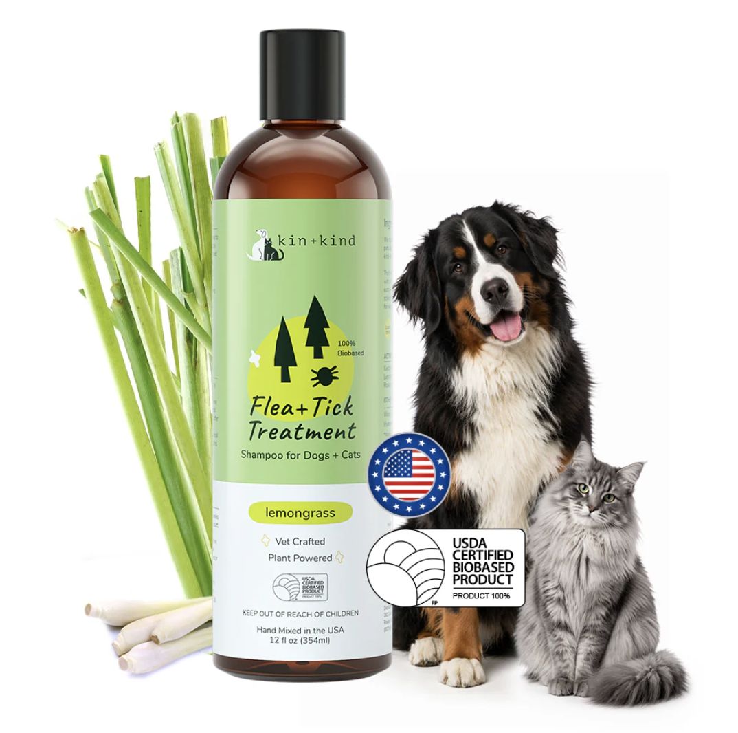 kin+kind Dog &amp; Cat Flea &amp; Tick Shampoo Lemongrass 12oz