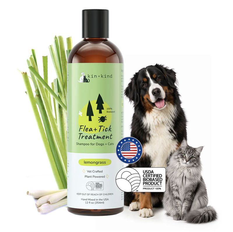 kin+kind Dog &amp; Cat Flea &amp; Tick Shampoo Lemongrass 12oz