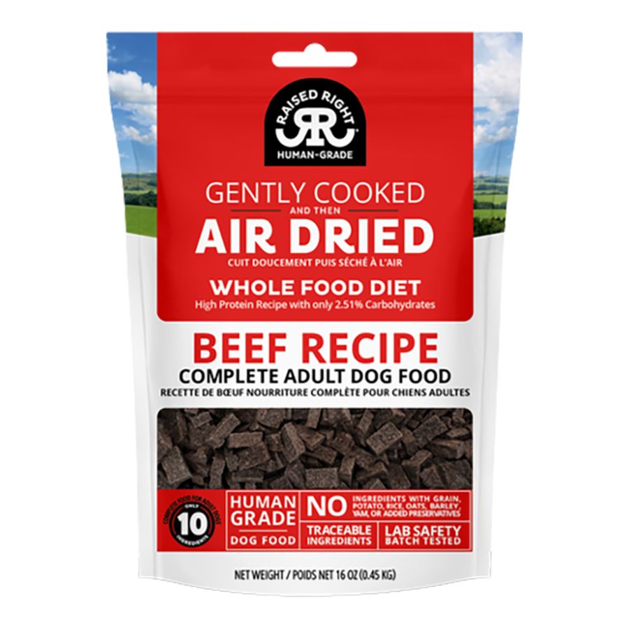 Raised Right Dog Air Dried Beef, Size: 1lb