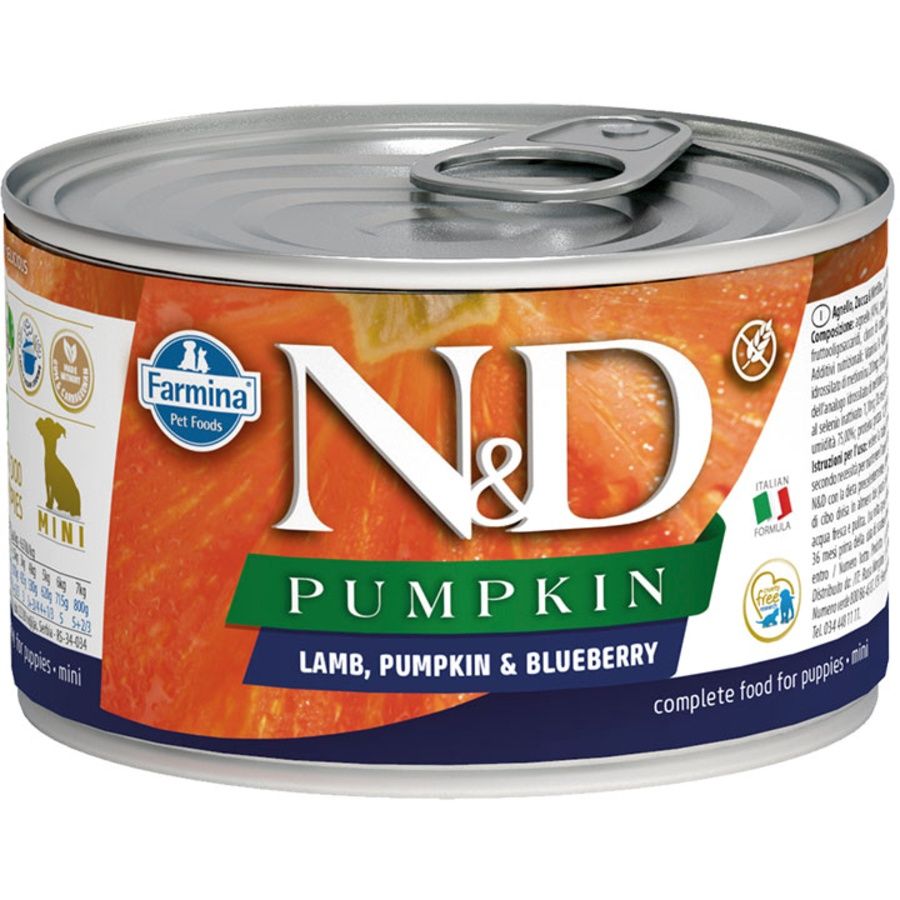Farmina Dog Can Pumpkin Puppy Lamb Blueberry 4.9oz, Size: Single