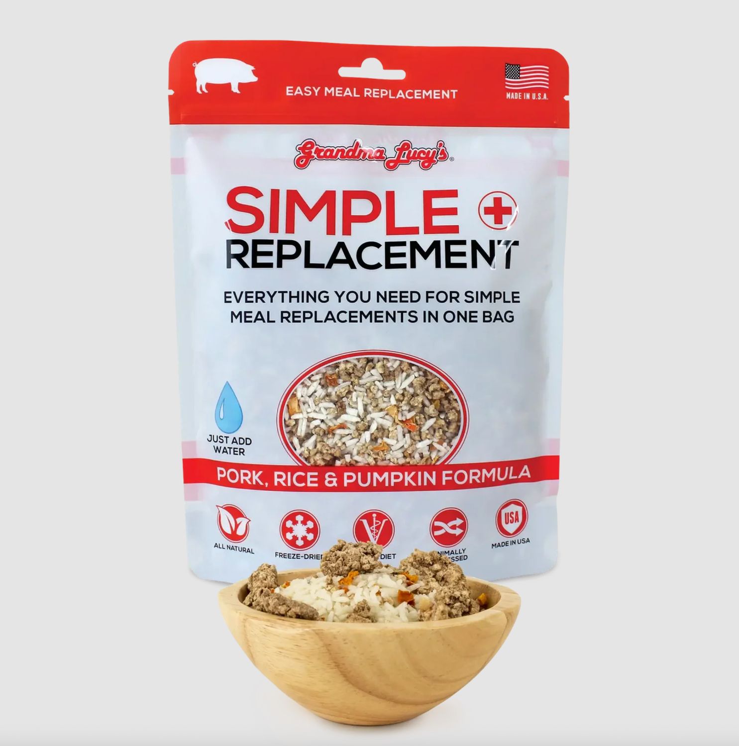 Grandma Lucy's Dog Freeze Dried Simple Replacement Pork &amp; Rice 7oz