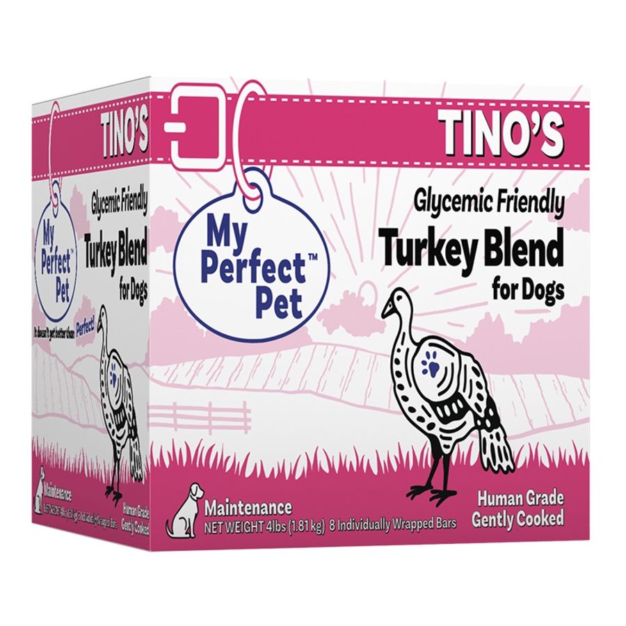 My Perfect Pet Dog Frozen Tino's Glycemic Friendly Turkey, Size: 4lb Box