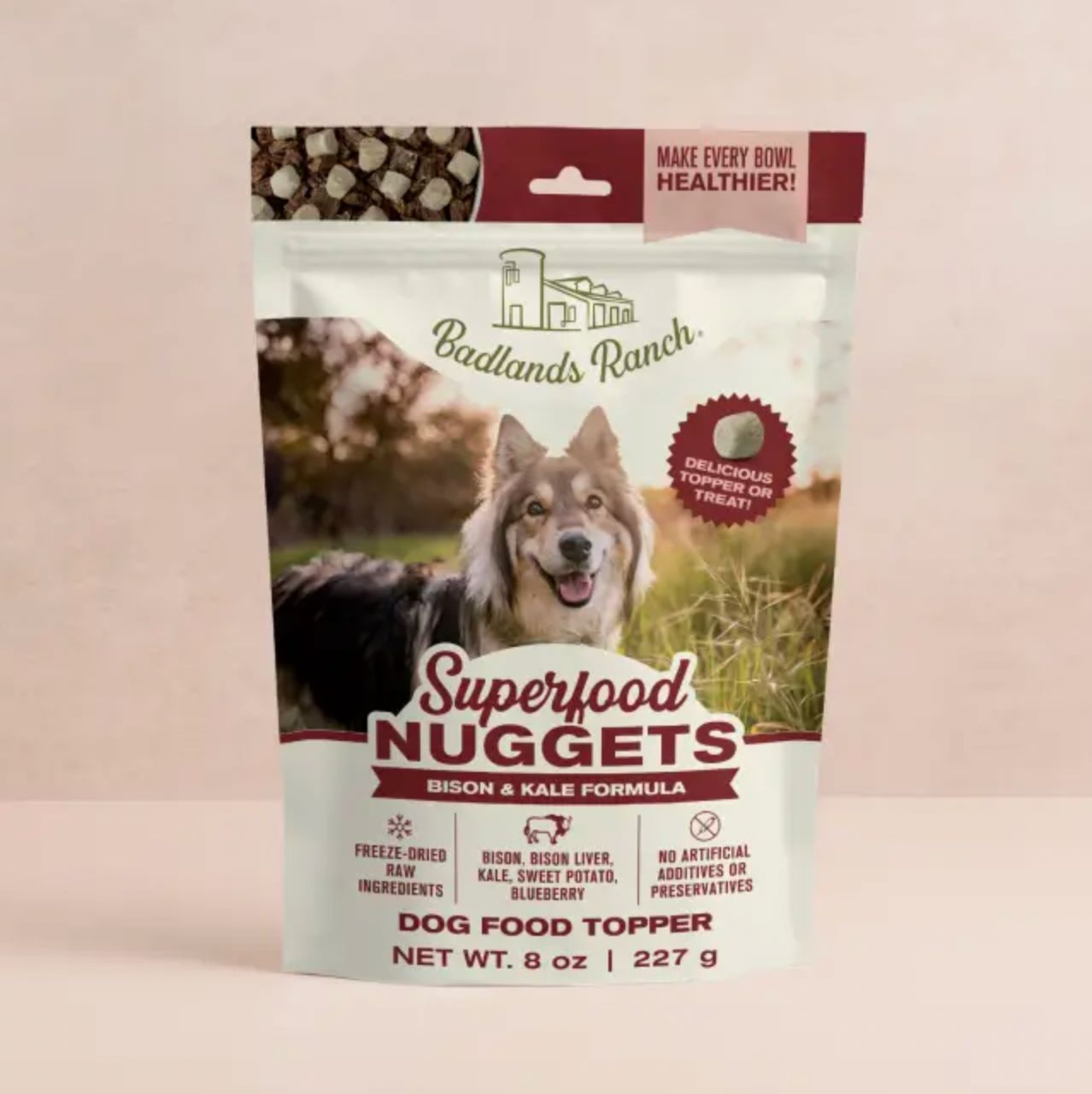 Badlands Ranch Dog Superfood Nuggets Bison &amp; Kale 8 oz