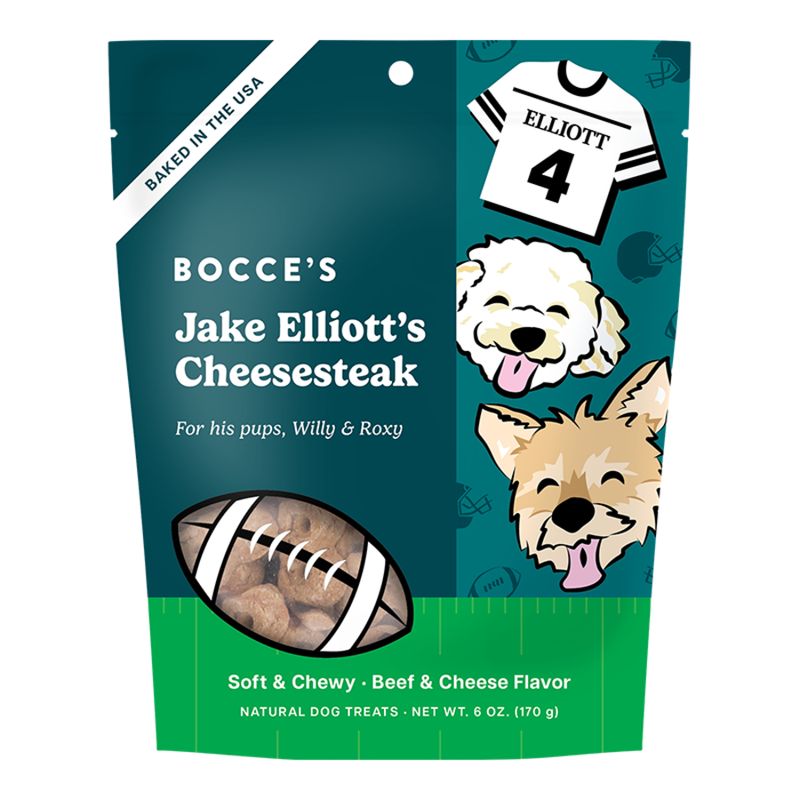 Bocce's Dog Soft &amp; Chewy NFL Jake Elliot's Cheesesteak 6oz