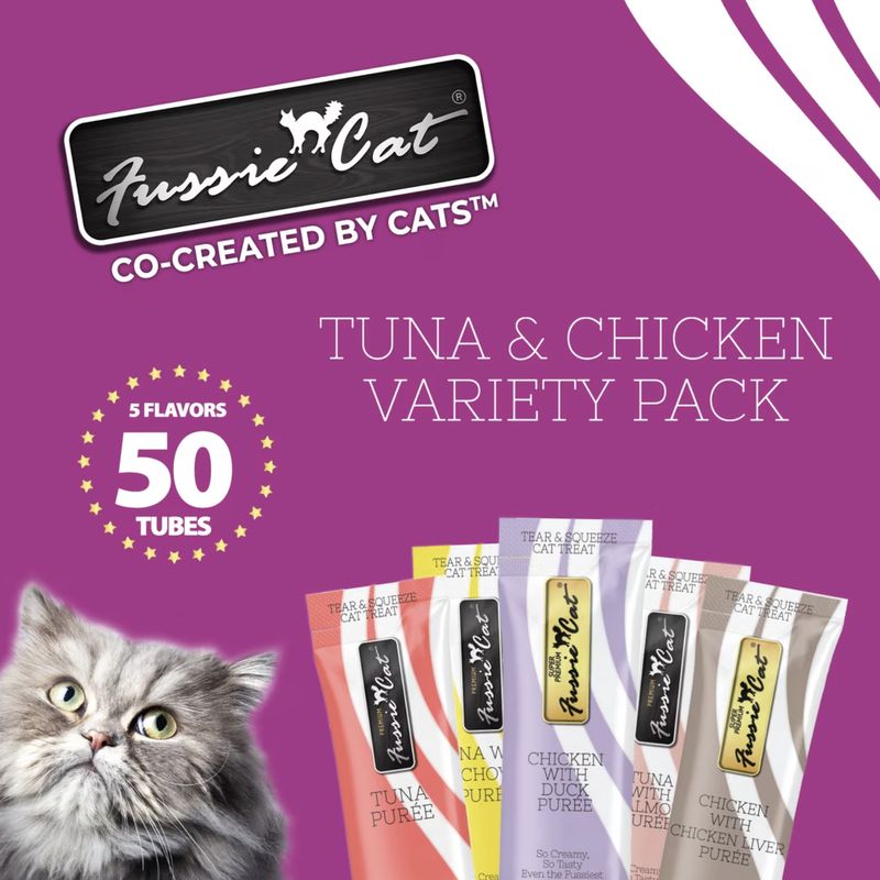 Fussie Cat Puree Tuna &amp; Chicken Variety Pack 50ct
