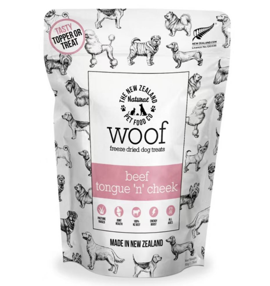 New Zealand Pet Dog Freeze Dried Treat Beef Tongue n' Cheek 1.76oz