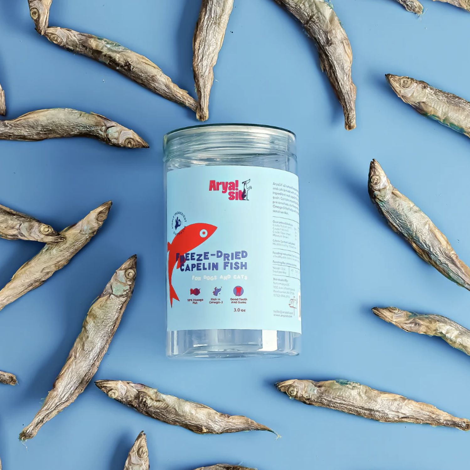 Arya Sit Dog &amp; Cat Freeze Dried Capelin 3oz