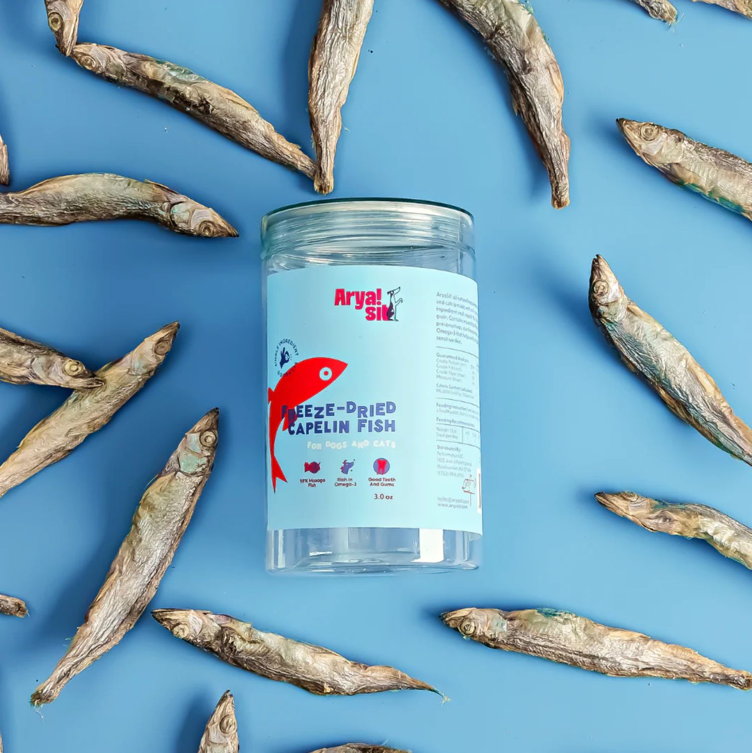 Arya Sit Dog &amp; Cat Freeze Dried Capelin 3oz