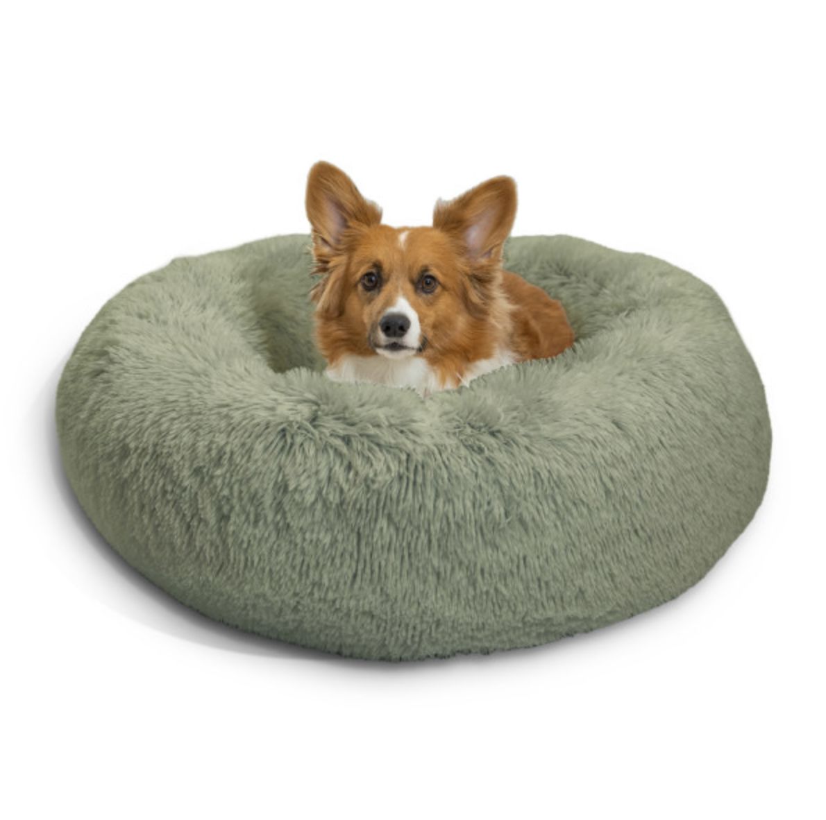 Outward Hound Dog Calming Shag Bed 45''x45'' Sage