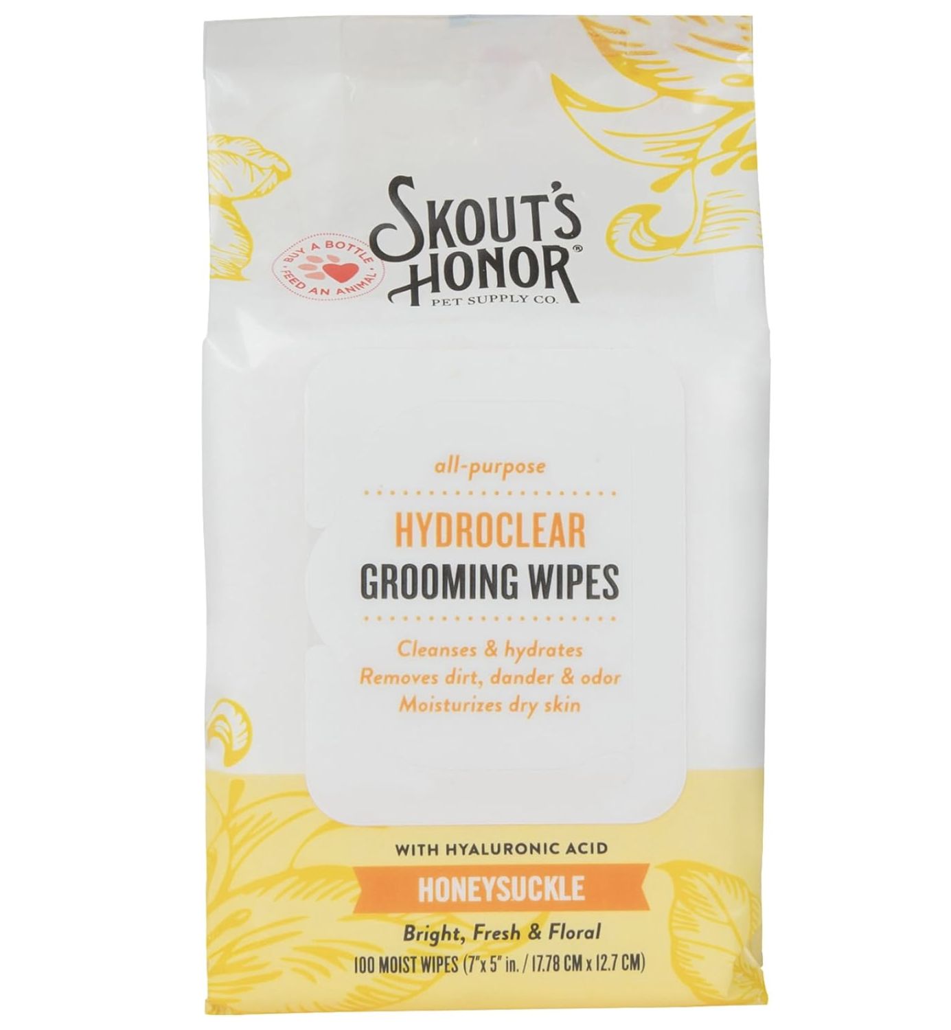 Skout's Honor Pet Grooming Wipes Honey Suckle 110ct