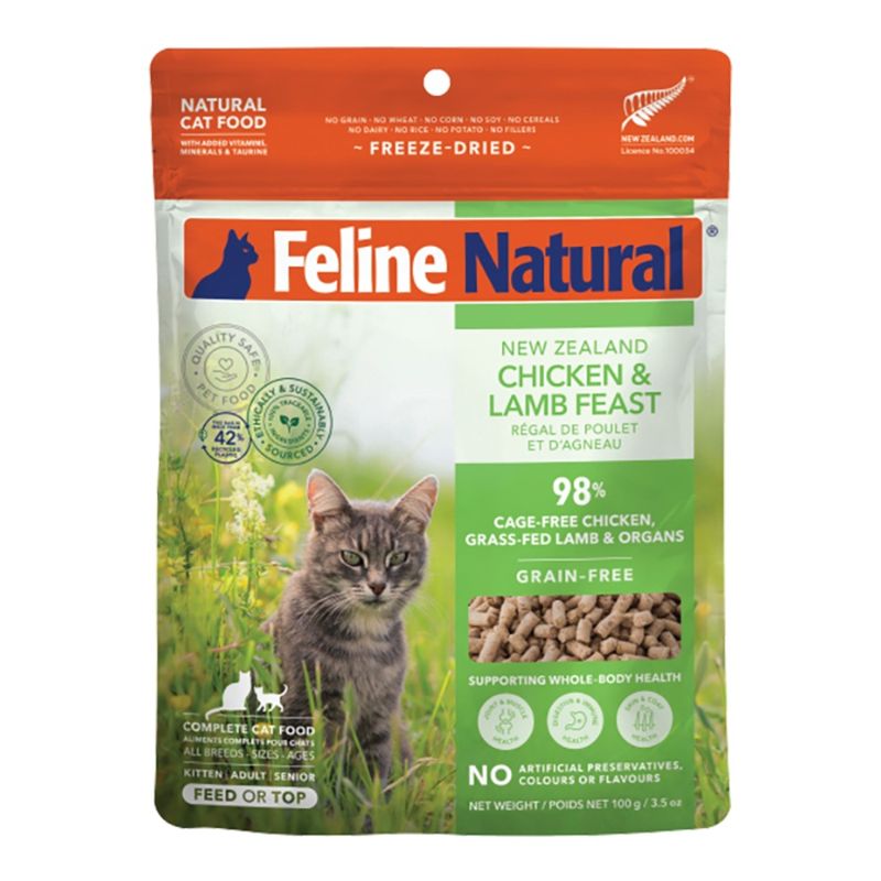 Feline Natural Cat Freeze Dried Chicken &amp; NZ Lamb Feast 3.5oz