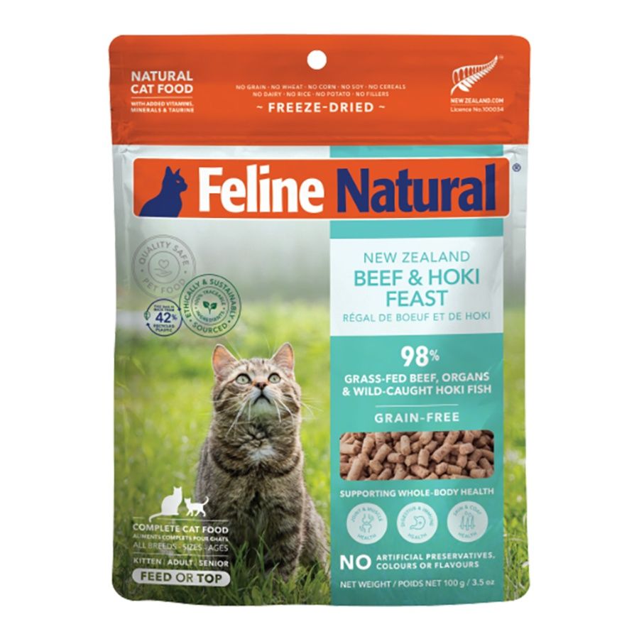 Feline Natural Cat Freeze Dried NZ Beef &amp; Hoki Feast 3.5oz