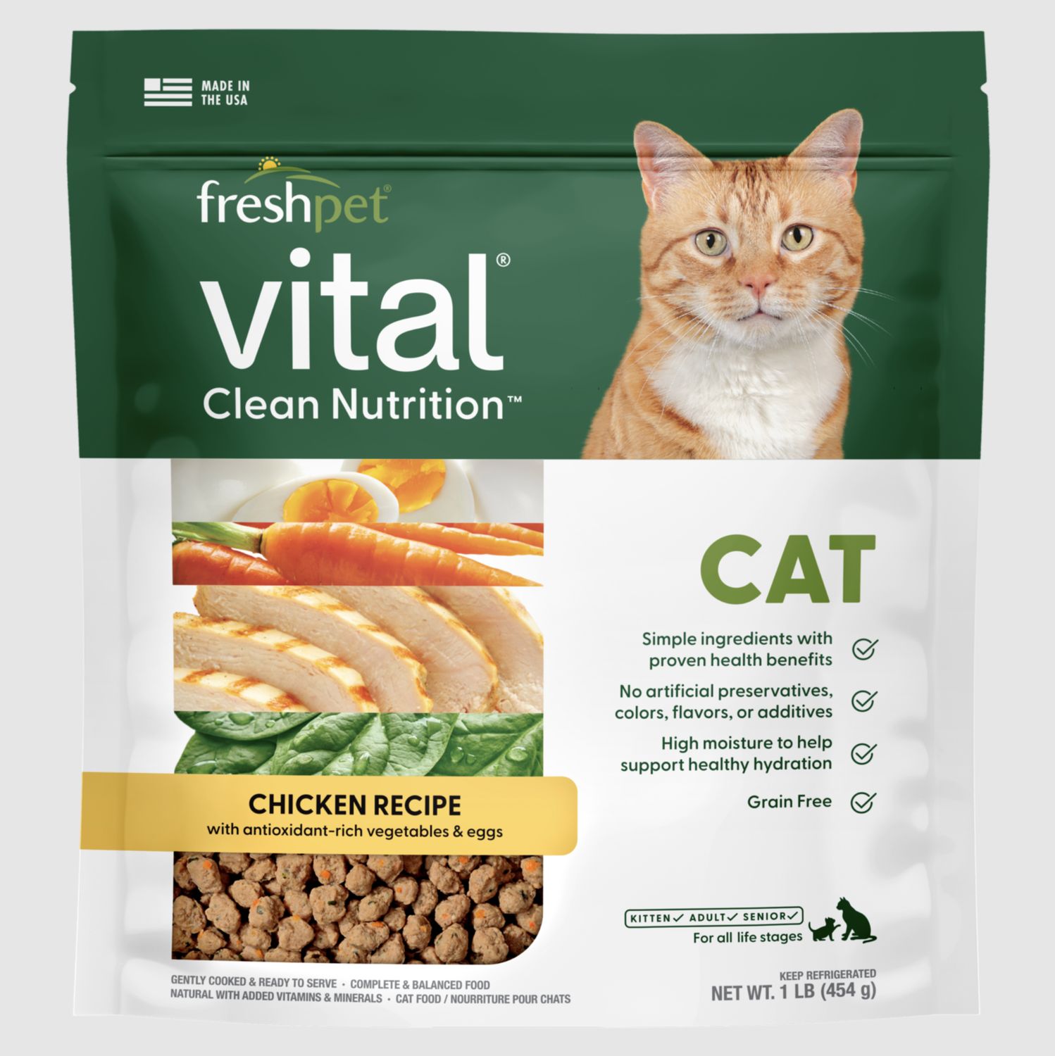 FreshPet Cat Vital Chicken with Antioxidant-Rich Vegetables &amp; Eggs 1lb