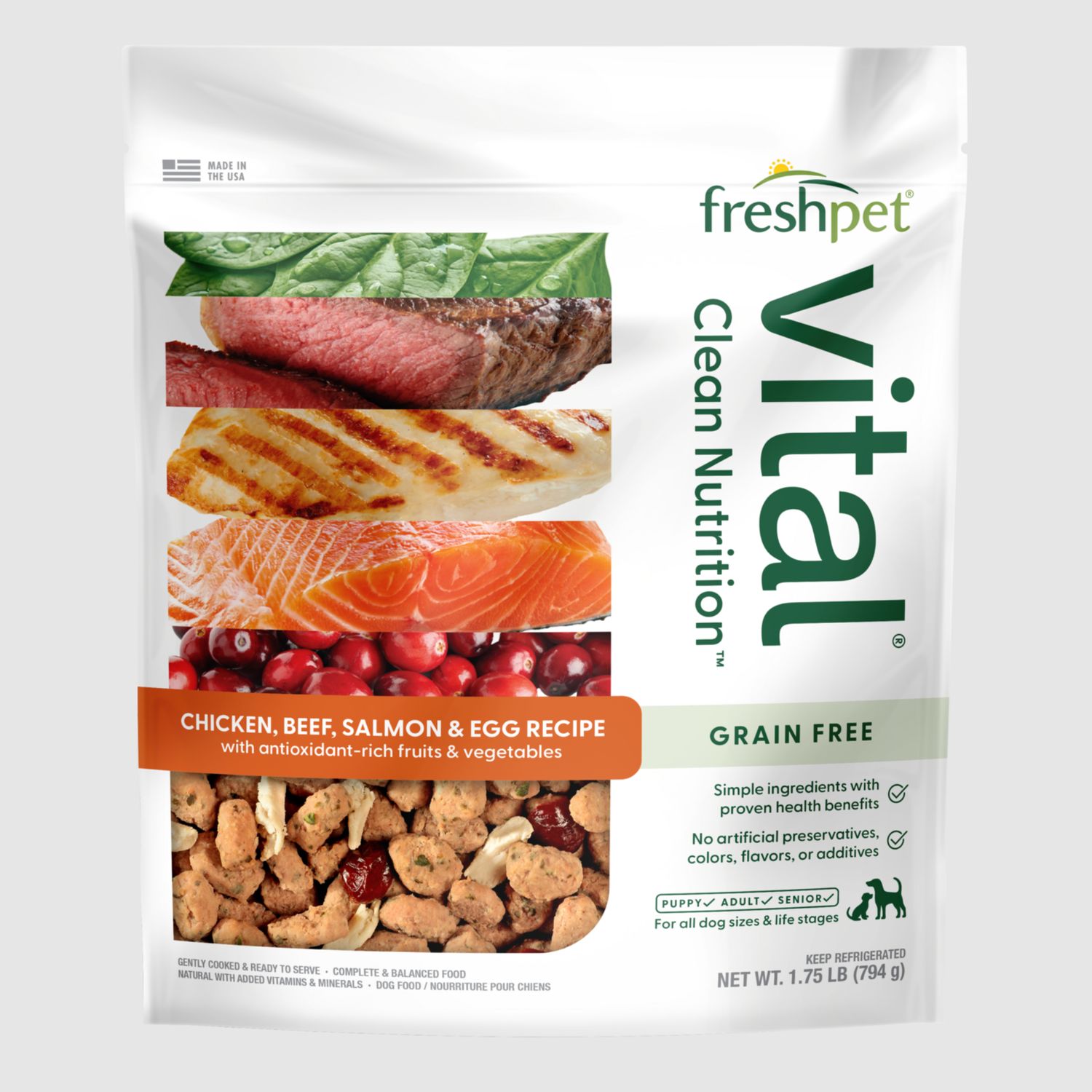 FreshPet Dog Vital Chicken, Beef, Salmon &amp; Egg with Antioxidant-Rich Fruits &amp; Vegetables 1.75lb