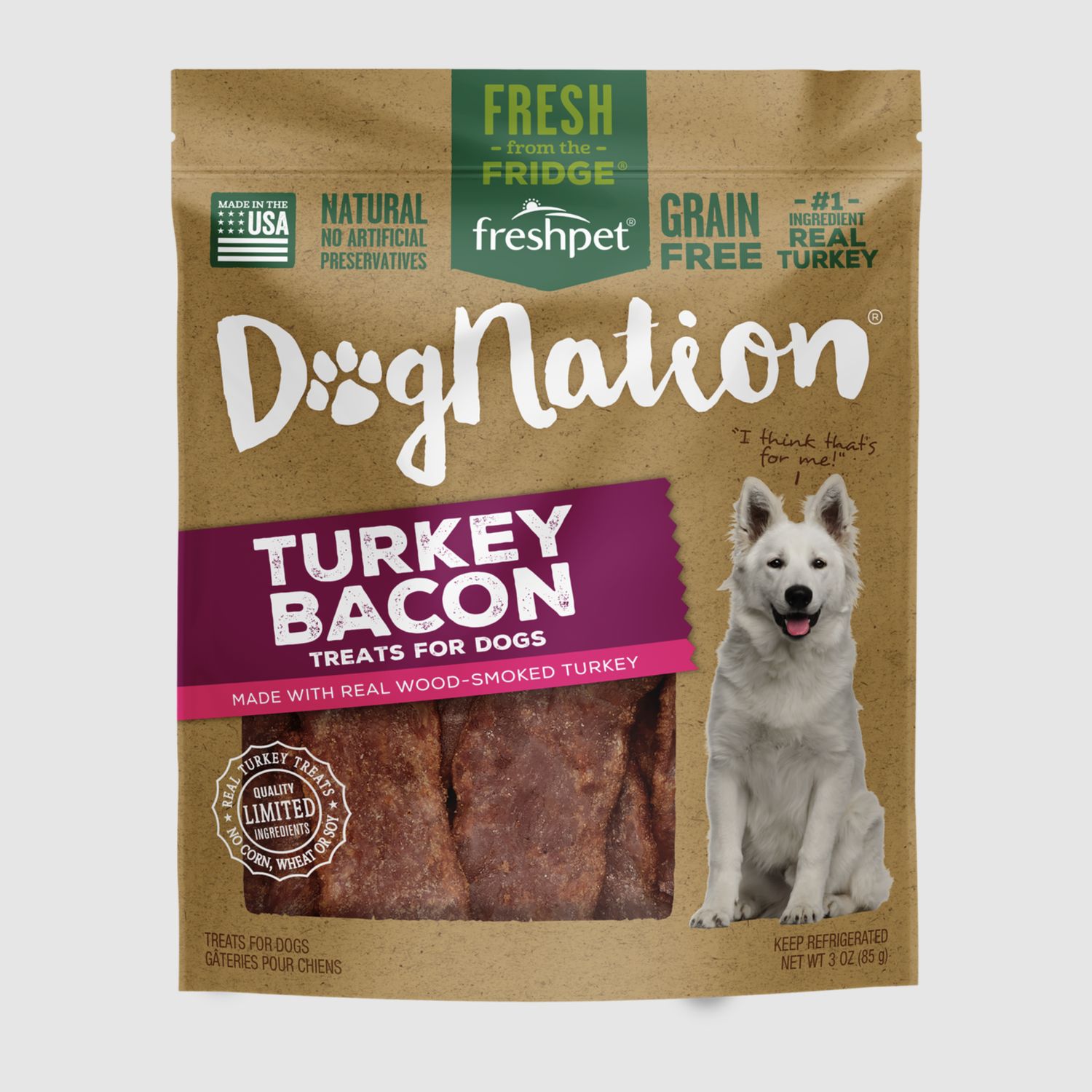 FreshPet DogNation Turkey Bacon Treats 3oz
