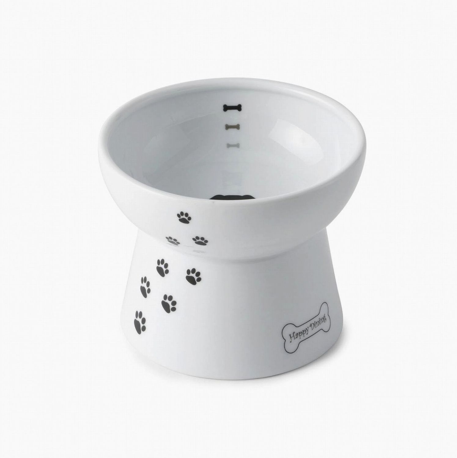 Necoichi Dog Raised Ceramic Food Bowl White