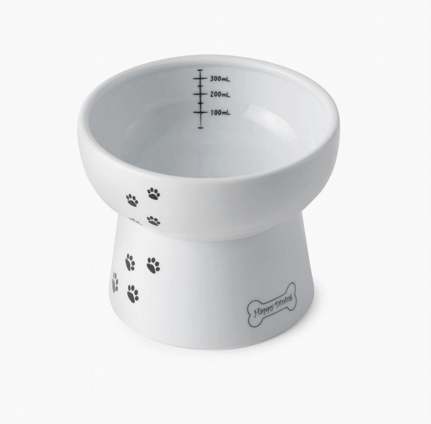 Necoichi Dog Raised Ceramic Water Bowl White