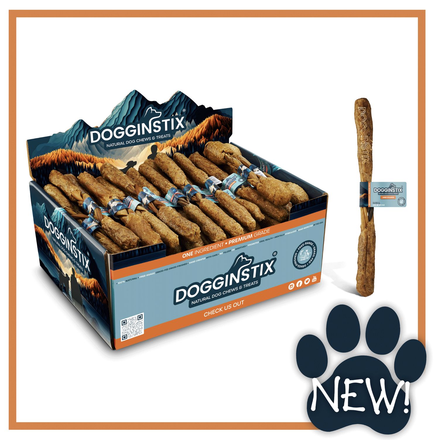 Dogginstix Dog Lamb Collagen Barbell