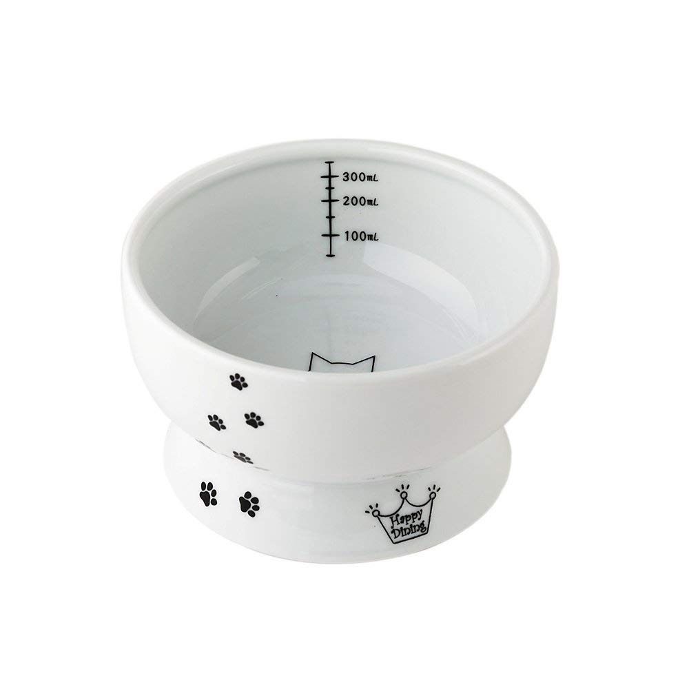 Necoichi Cat Raised Ceramic Water Bowl, Color: White