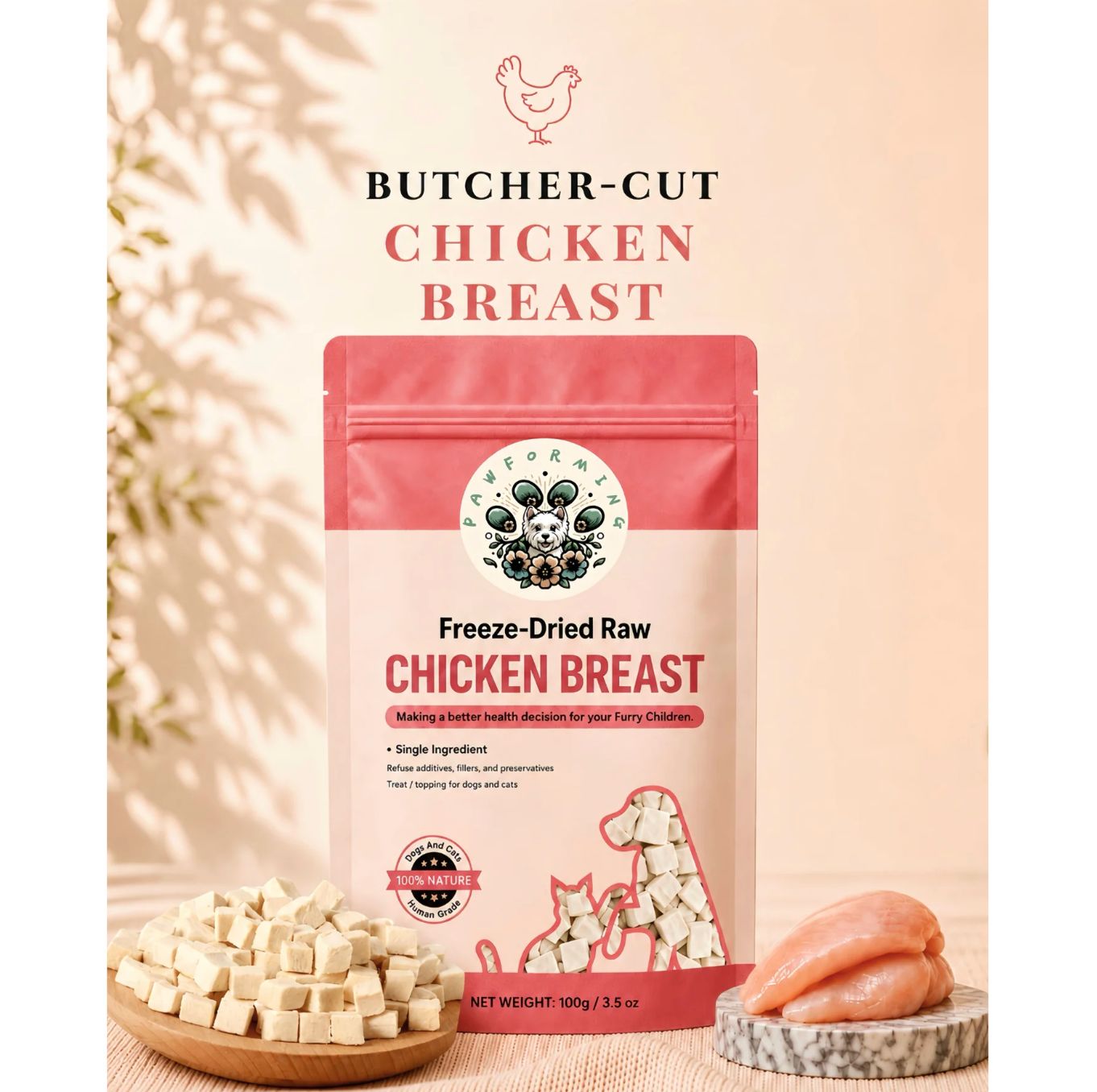Pawforming Pets Freeze Dried Chicken Breast Cubes 3.5oz