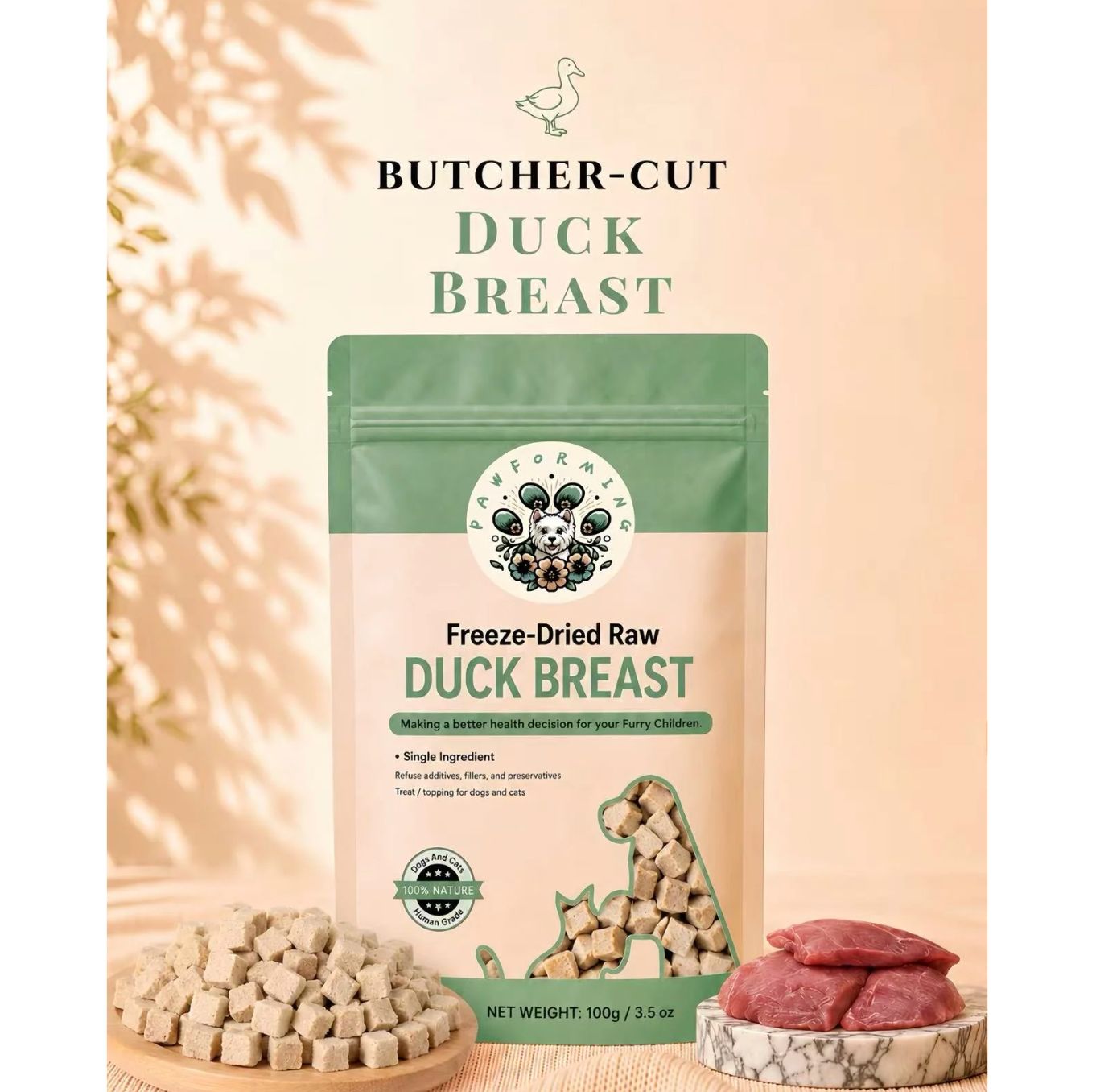 Pawforming Pets Freeze Dried Duck Breast Cubes 3.5oz