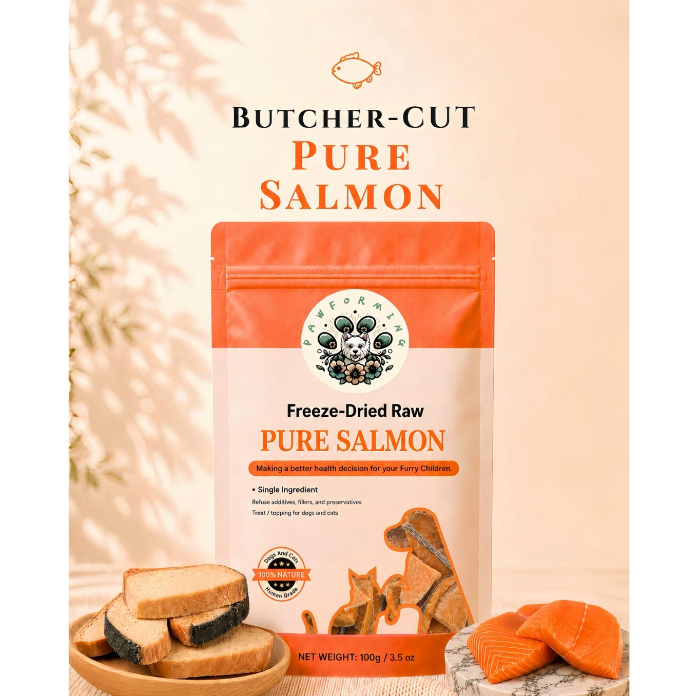Pawforming Pets Freeze Dried Pure Salmon Slices 3.5oz