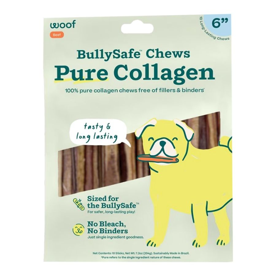 Woof Dog Bullysafe Pure Collagen Chews 10 Pack, Size: 6''