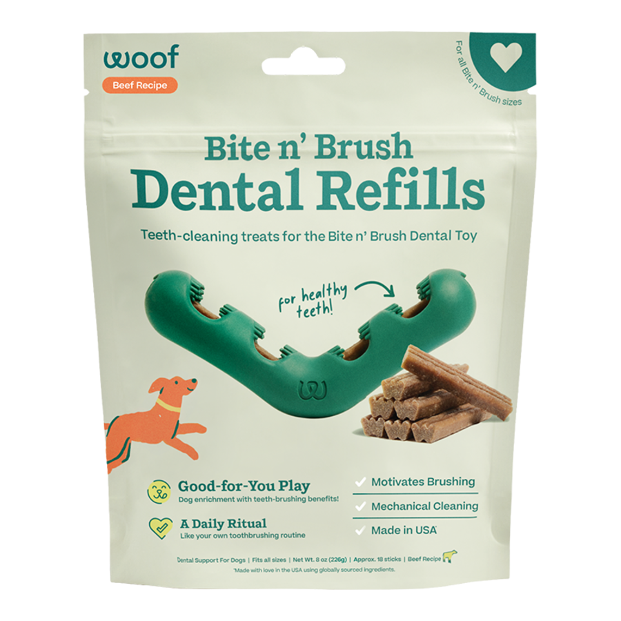 Woof Dog Bite n' Brush Refill PB & Beef 8oz