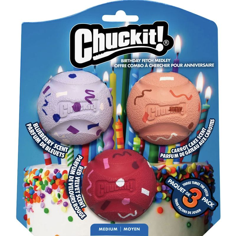 Chuckit! Dog Birthday Ball Medley 3 Pack