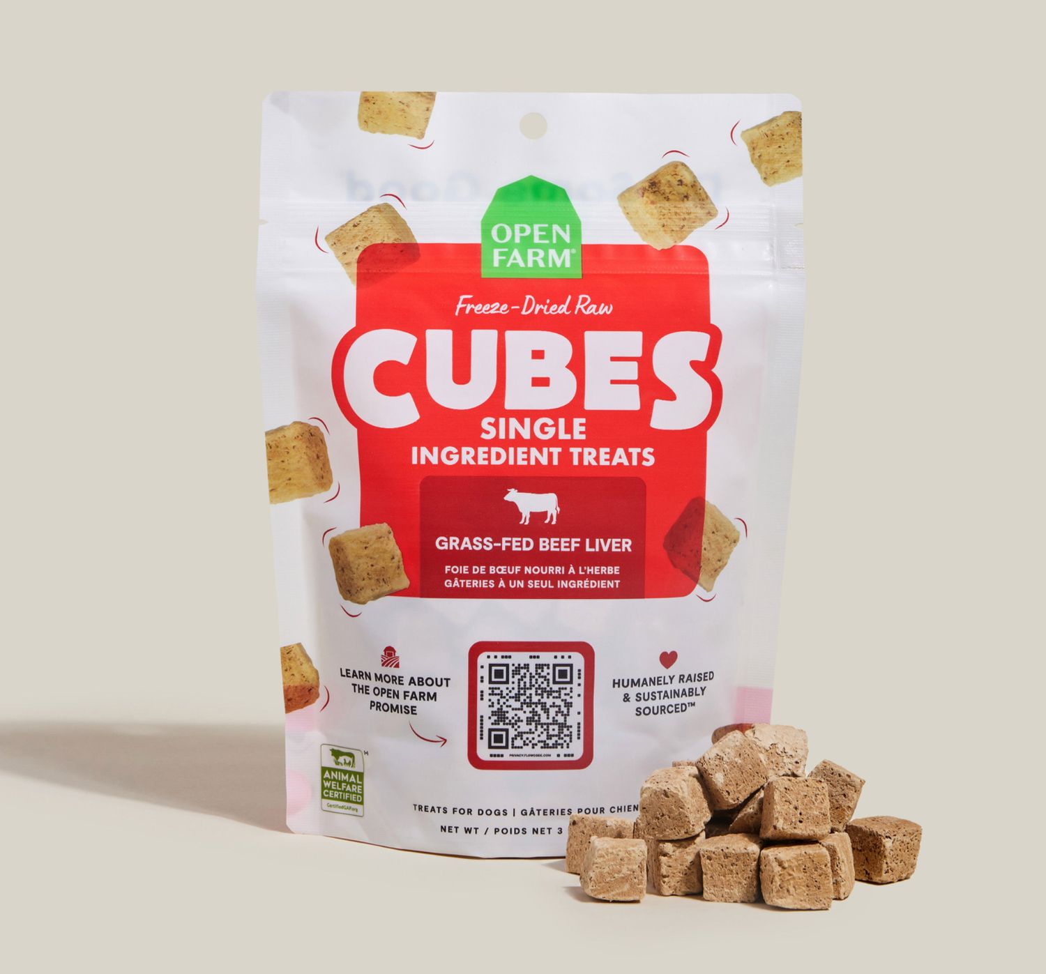 Open Farm Dog Freeze Dried Cubes Beef Liver 3oz