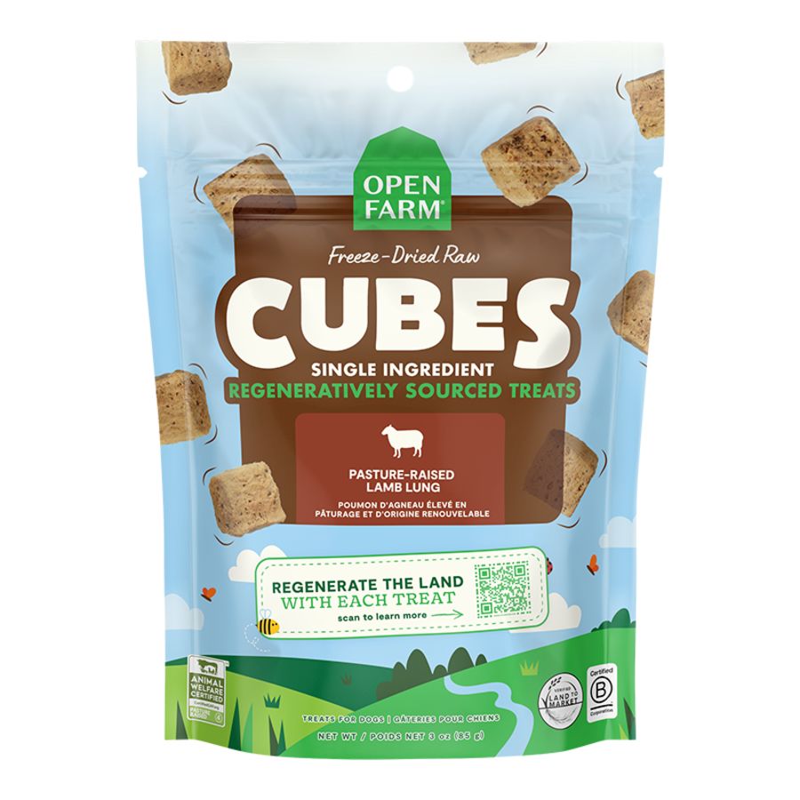 Open Farm Dog Freeze Dried Cubes Lamb Lung 3oz