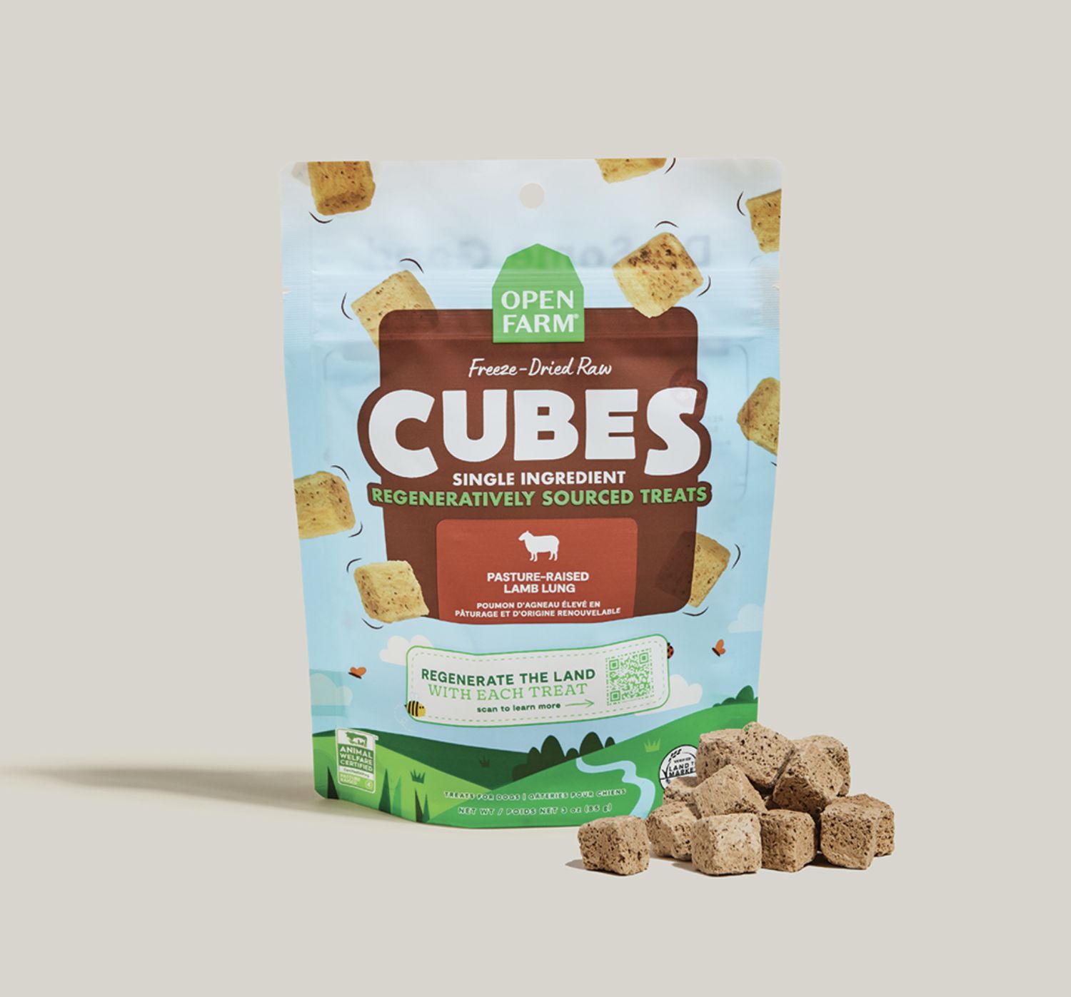 Open Farm Dog Freeze Dried Cubes Lamb Lung 3oz