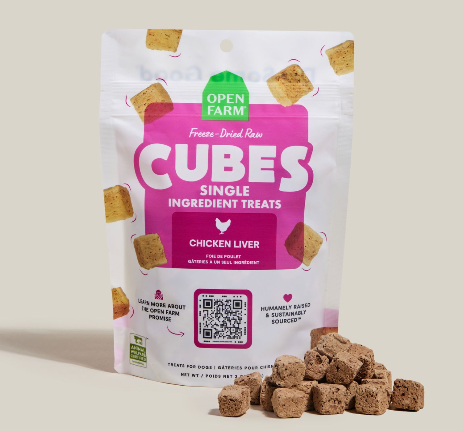 Open Farm Dog Freeze Dried Cubes Chicken Liver 3oz