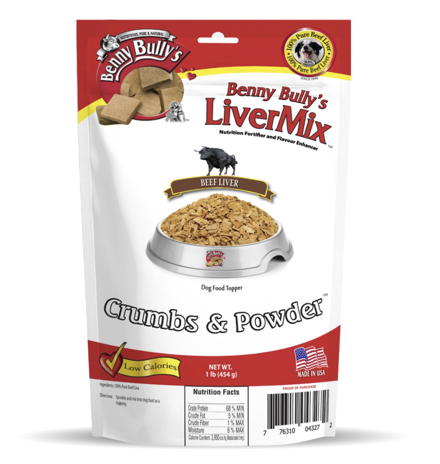 Benny Bully's Dog Liver Mix Crumbs &amp; Powder 2.5oz