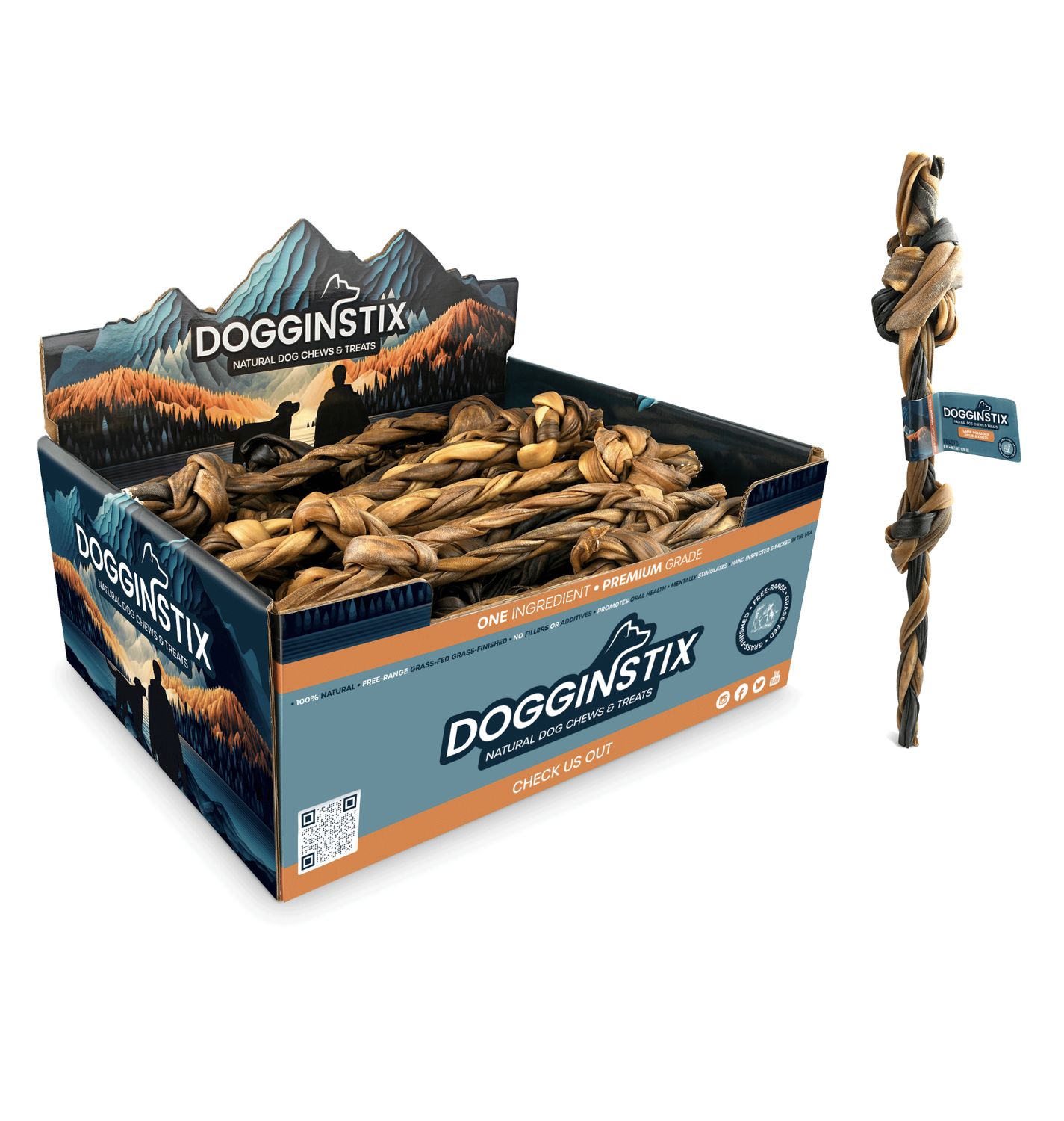 Dogginstix Dog Lamb Collagen Braided Double Knots