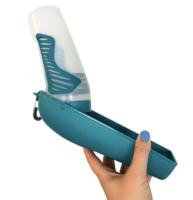 Messy Mutts Dog Squeezable Travel Water Bottle with Removable Bowl