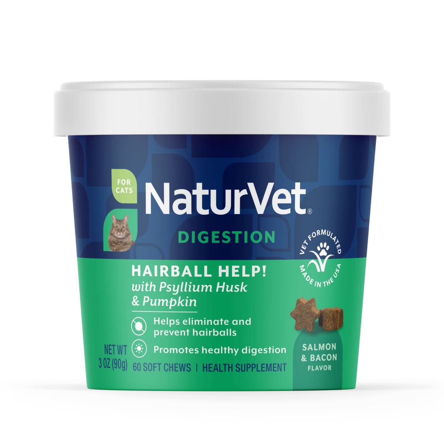 Naturvet Cat Digestion Hairball Help! Soft Chews 60 Count