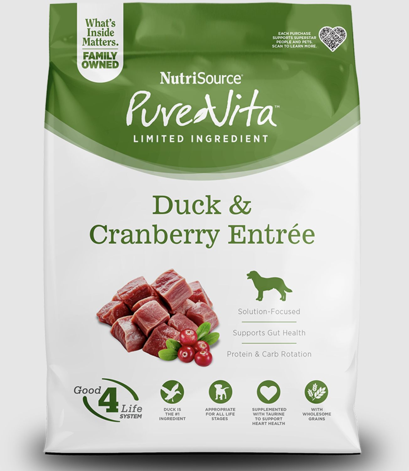 NutriSource Dog Pure Vita Duck &amp; Cranberries 4lb