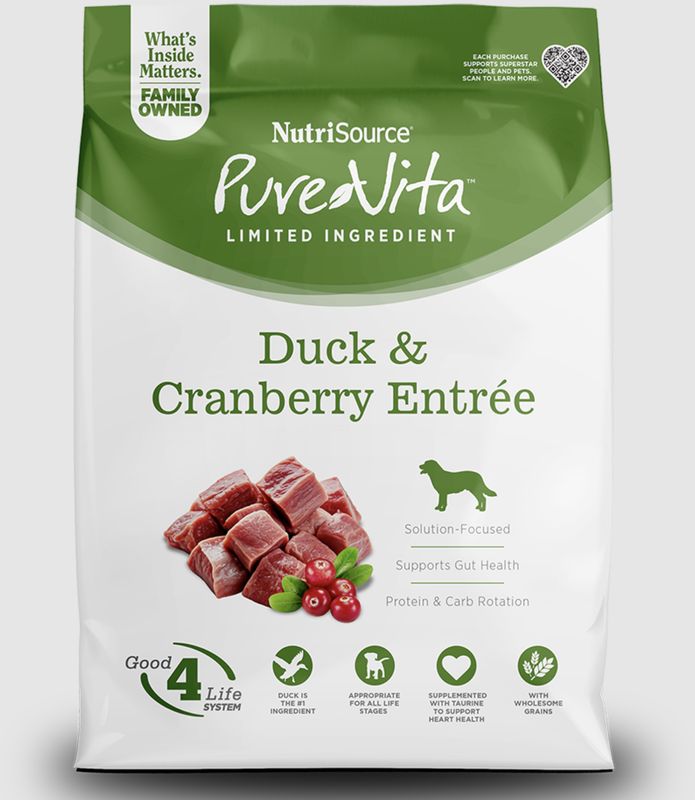 NutriSource Dog Pure Vita Duck &amp; Cranberries 4lb