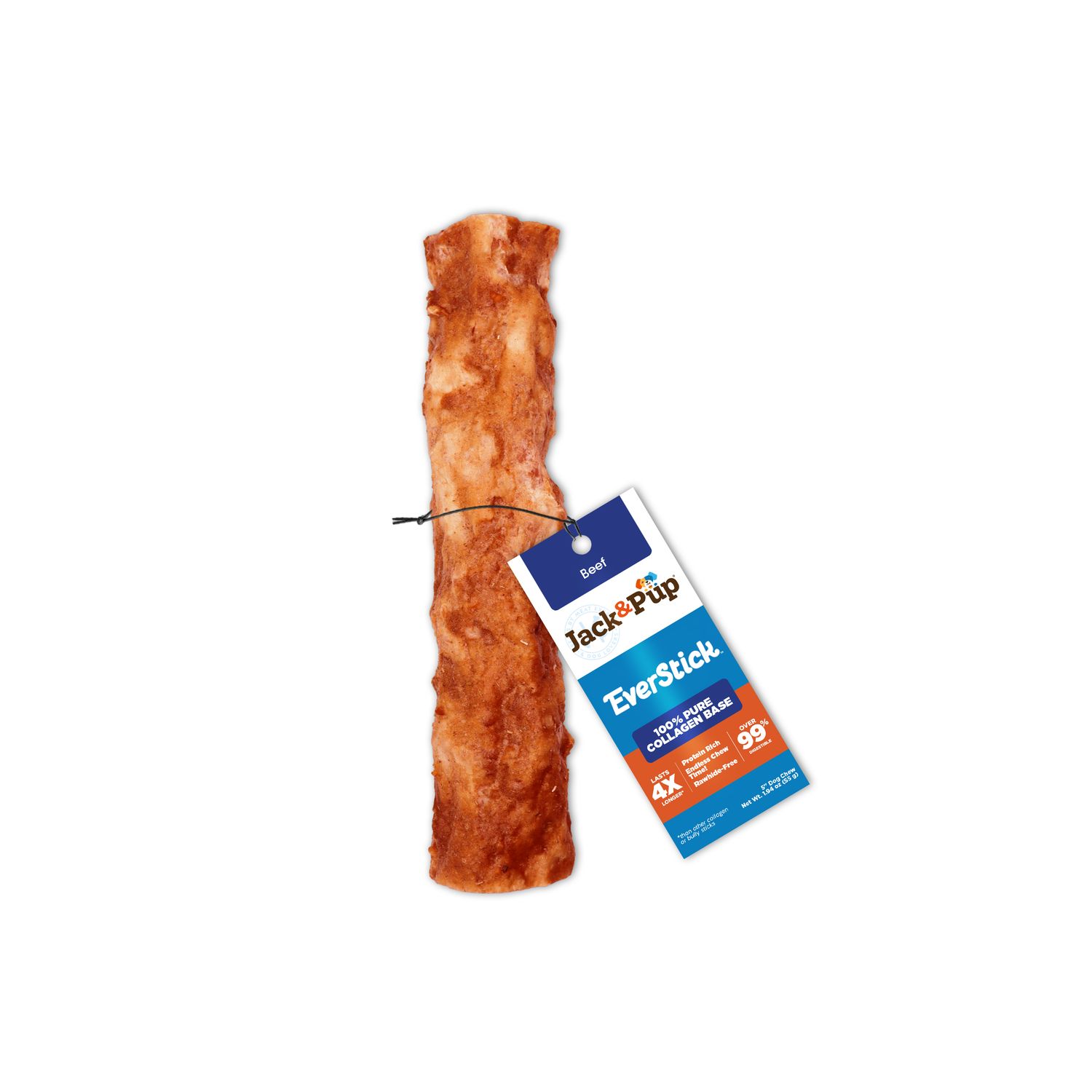 Jack &amp; Pup Dog EverChew Pure Collagen Base Beef, Size: 5''