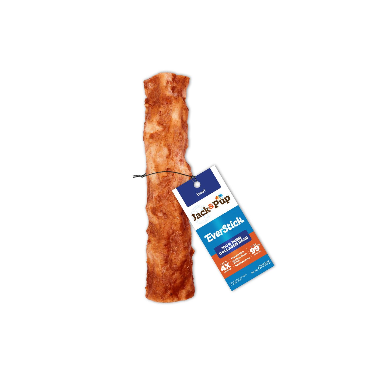 Jack &amp; Pup Dog EverChew Pure Collagen Base Beef, Size: 5''