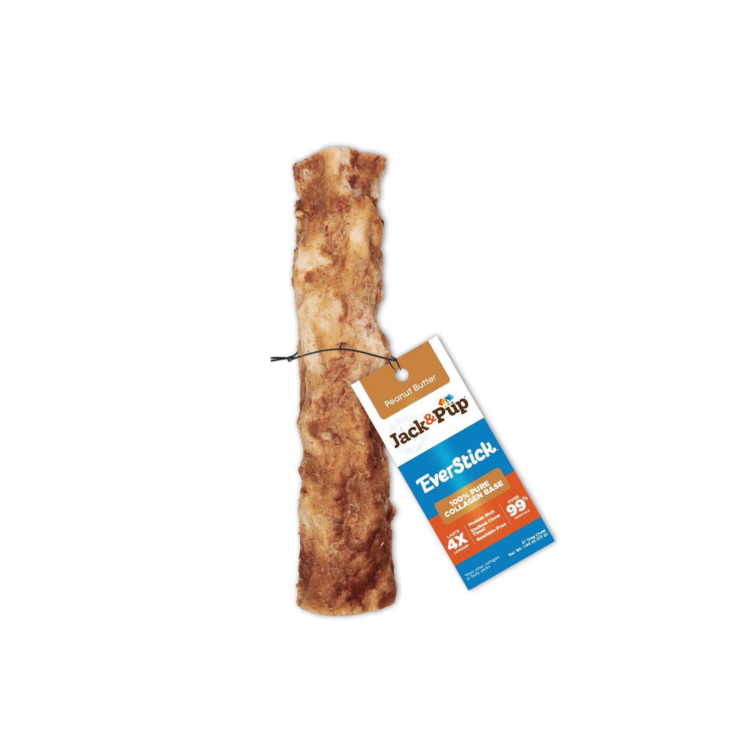 Jack &amp; Pup Dog EverChew Pure Collagen Base Peanut Butter, Size: 5''