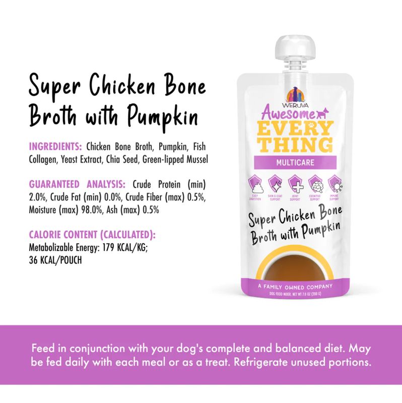 Weruva Dog Awesome Everything Multicare Chicken Bone Broth 7oz Pouch