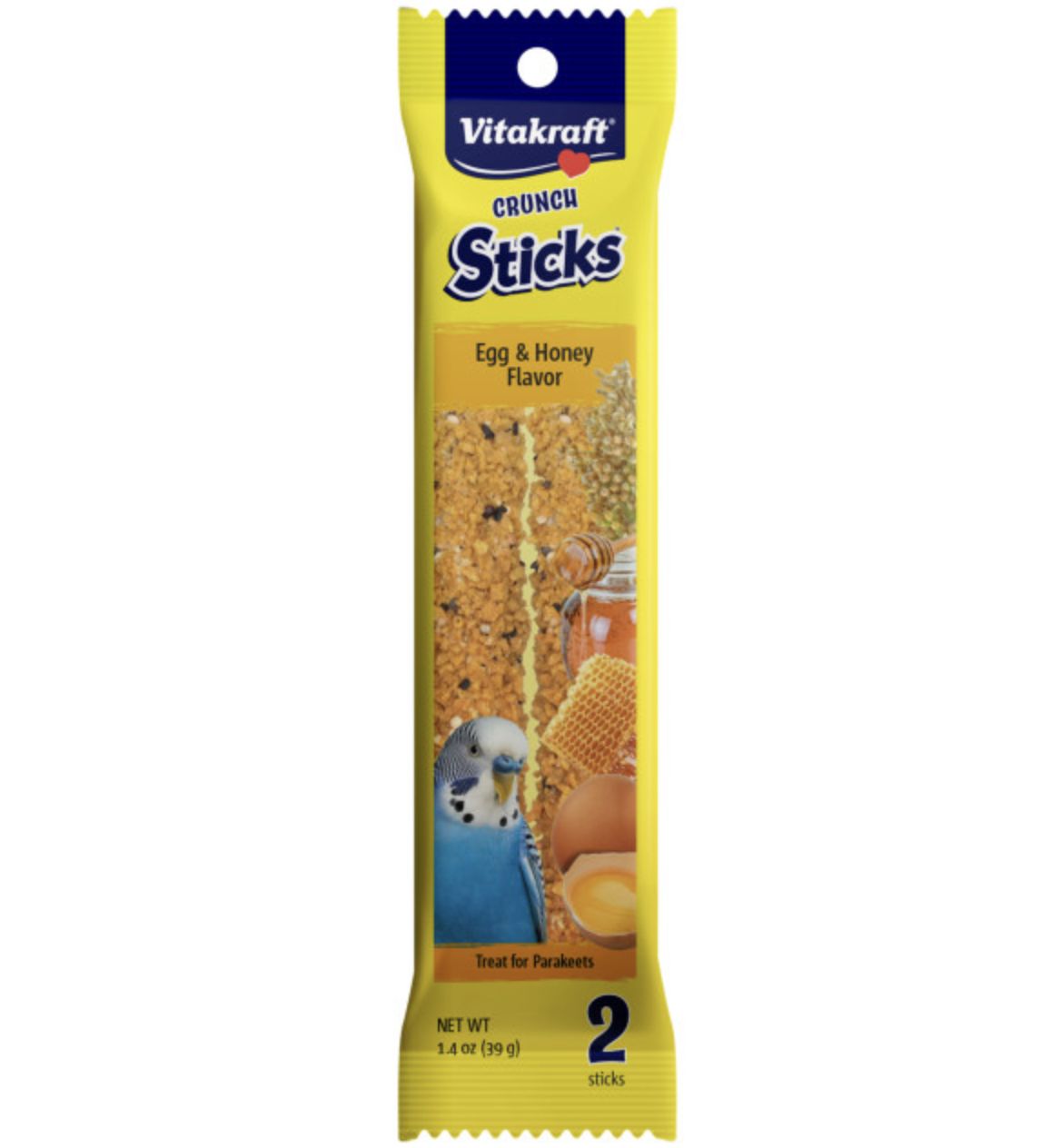 Vitakraft Crunch Sticks Parakeet Treats 2pk 2.11oz, Flavor: Egg &amp; Honey