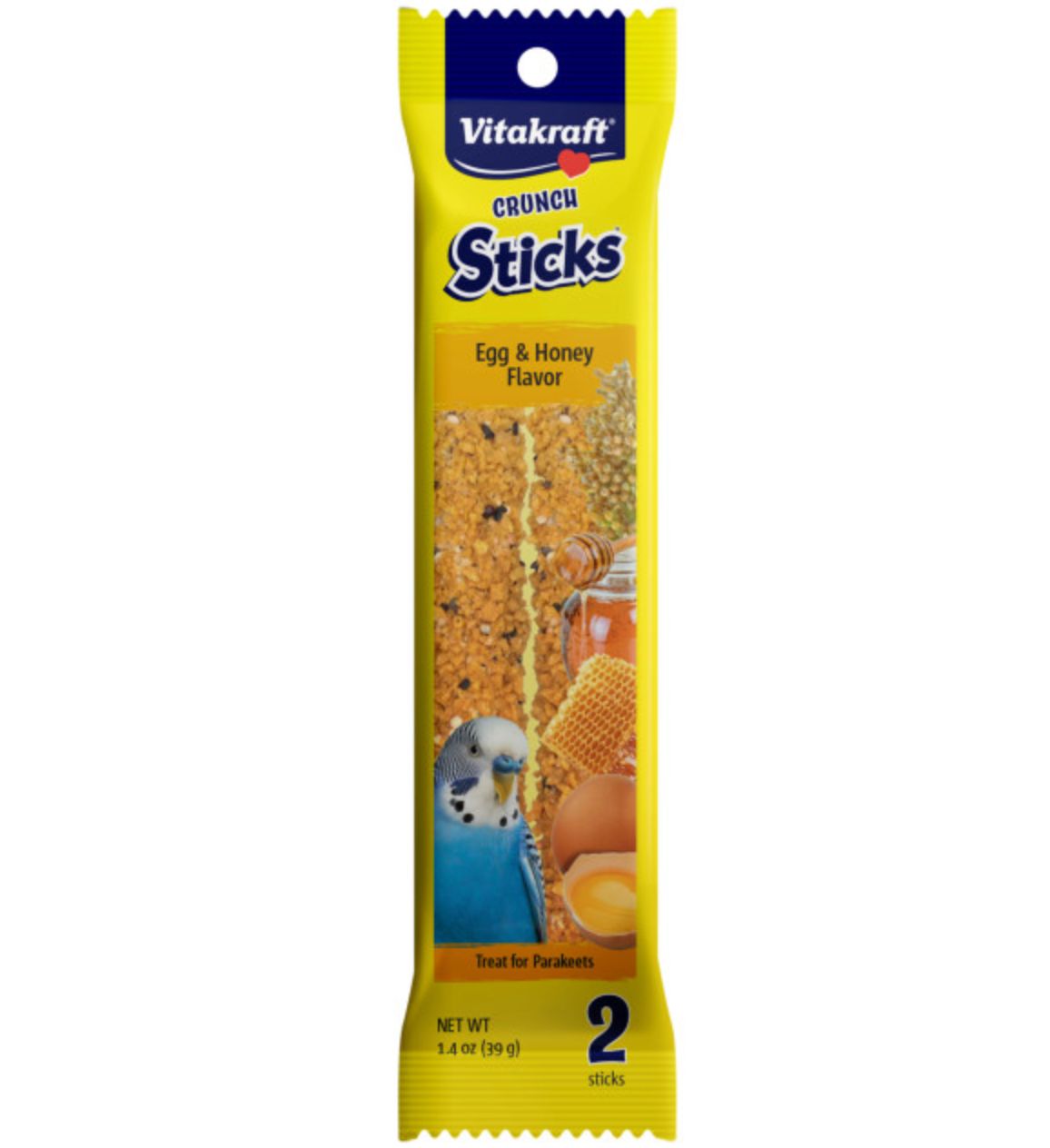 Vitakraft Crunch Sticks Parakeet Treats 2pk 2.11oz, Flavor: Egg &amp; Honey