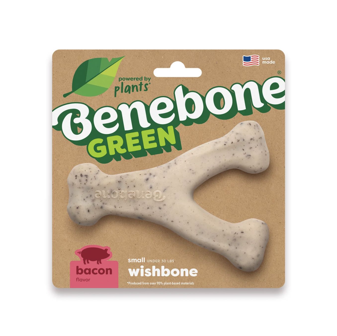 Benebone Dog Green Wishbone Bacon Eco Bone, Size: Small