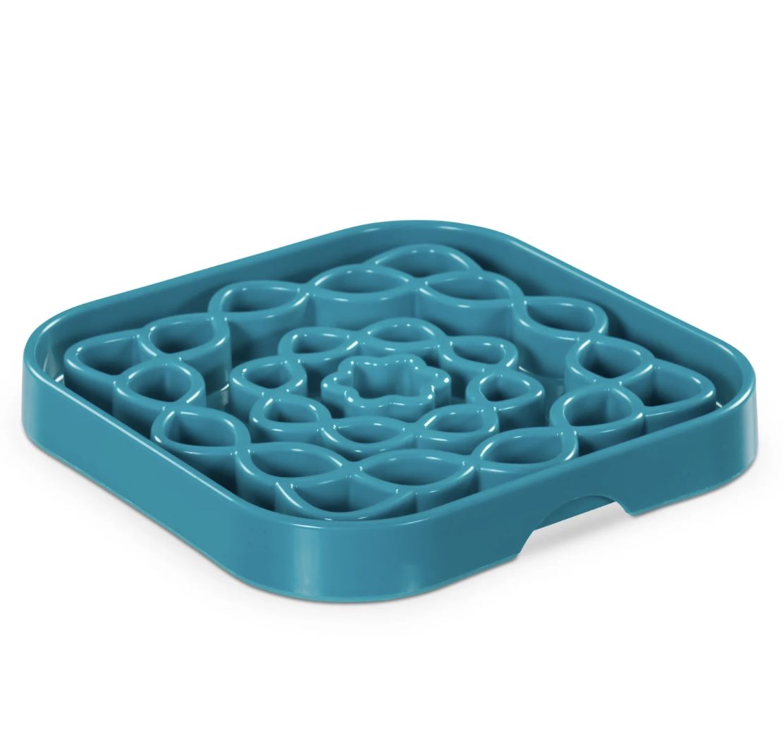 Messy Mutts Dog &amp; Cat Slow Feeder Square, Color: Blue, Size: 2 cups (16oz)